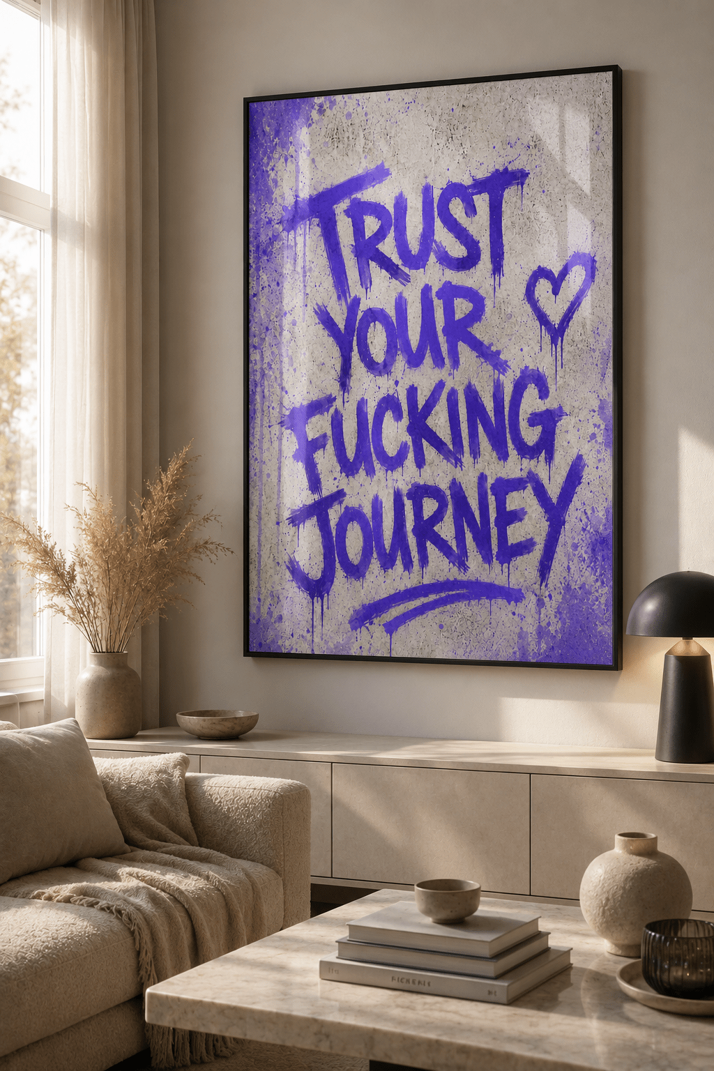 Trust Your Journey Poster – Motivations Graffiti Poster mit Metallrahmen