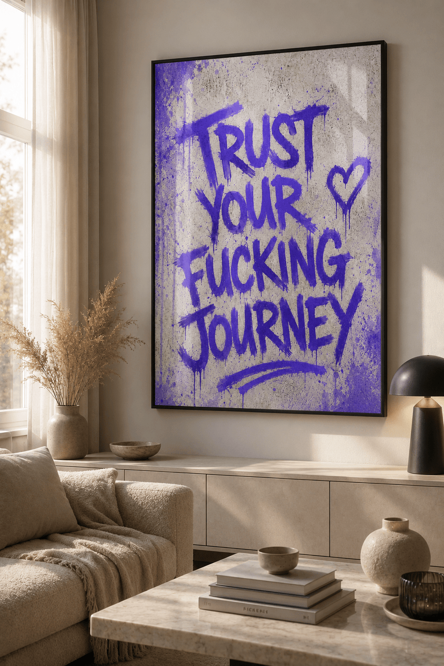 Trust Your Journey Poster – Motivations Graffiti Poster mit Metallrahmen